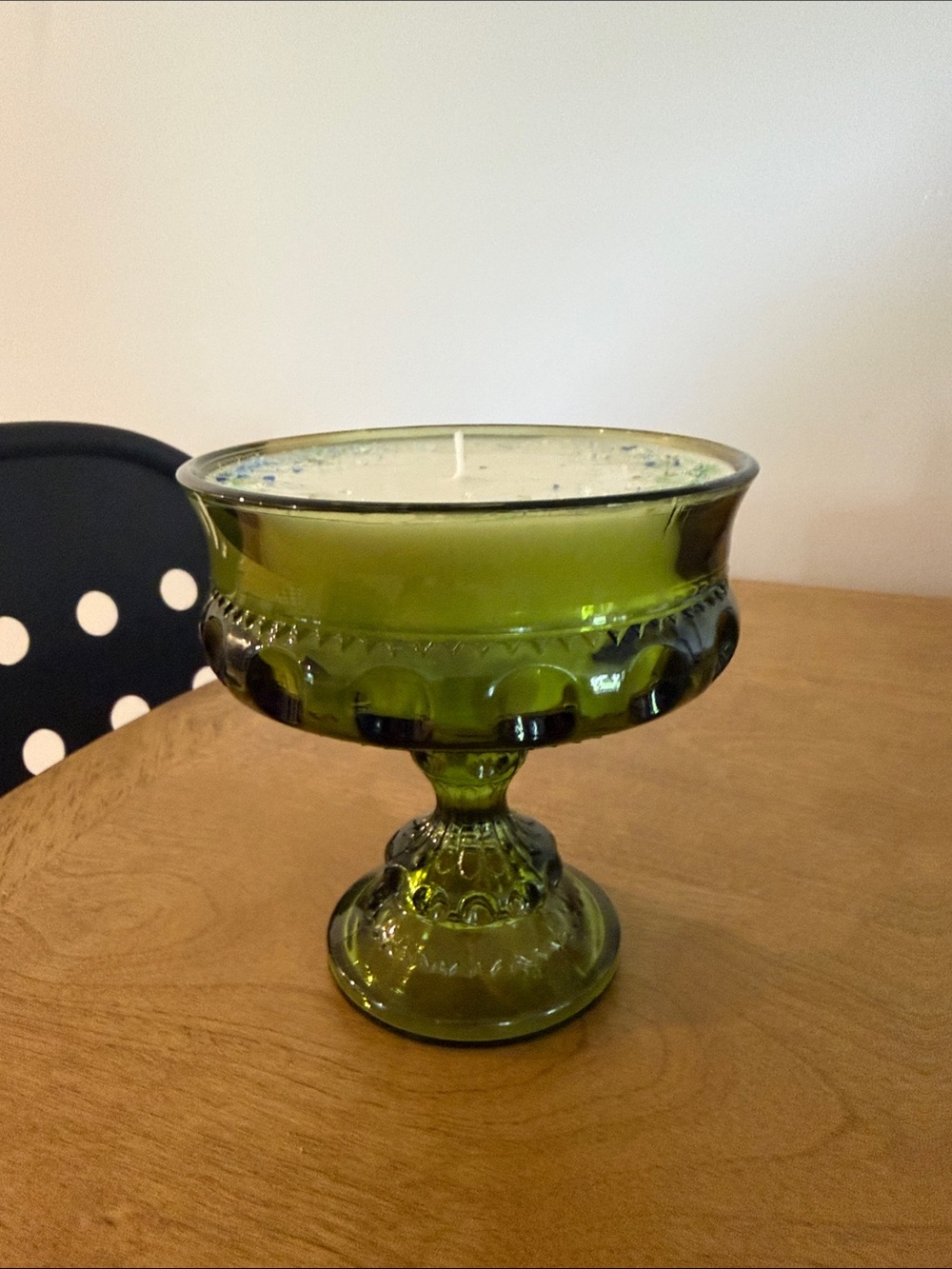 Hand Crafted Green Pedestal Beeswax Candle